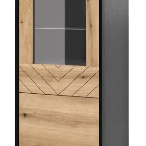Vitrine Gusto 54 cm Schwarz / Eiche Evoke Designerund komfortables Möbelstück für moderne und funktionale Innenräume Neu Im Sortiment