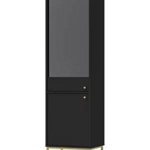 Kyoto III 52 cm schwarz graphit stilvolles Design sichere Vitrine aus gehärtetem Glas auf einem Metallrahmen Preisreduziert