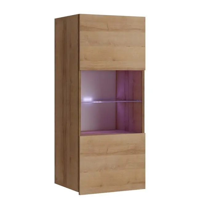 Direktkauf Hängedisplay Apulia 45 cm goldene Eiche minimalistisches Design stilvolle Vitrine für Wohnzimmer einfache Form, die in jedes Interieur passt