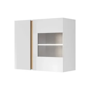 Hängeschrank Adria 97 cm glänzend weiß / Eiche grandson modernes Design Kanten mit speziellen Furnierelementen aus Sicherheitsglas verarbeitet Geprüft