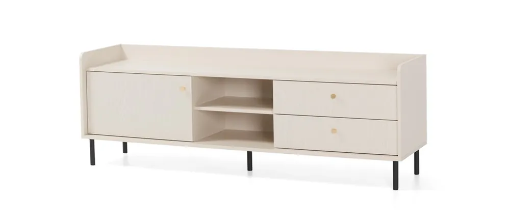 TV Schrank Ferdi 170 cm sandbeige eleganter TV-Schrank in einem modischen Stil Korpus über die Linie der Tischplatte verlängert Aktuell