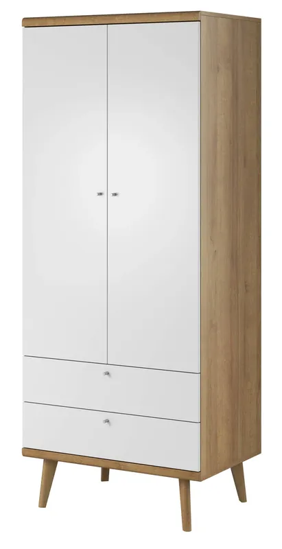 Primo 80 cm Eiche riviera / weiß modernes skandinavisches Design Kleiderschrank mit Vollauszugssystem Aktuell