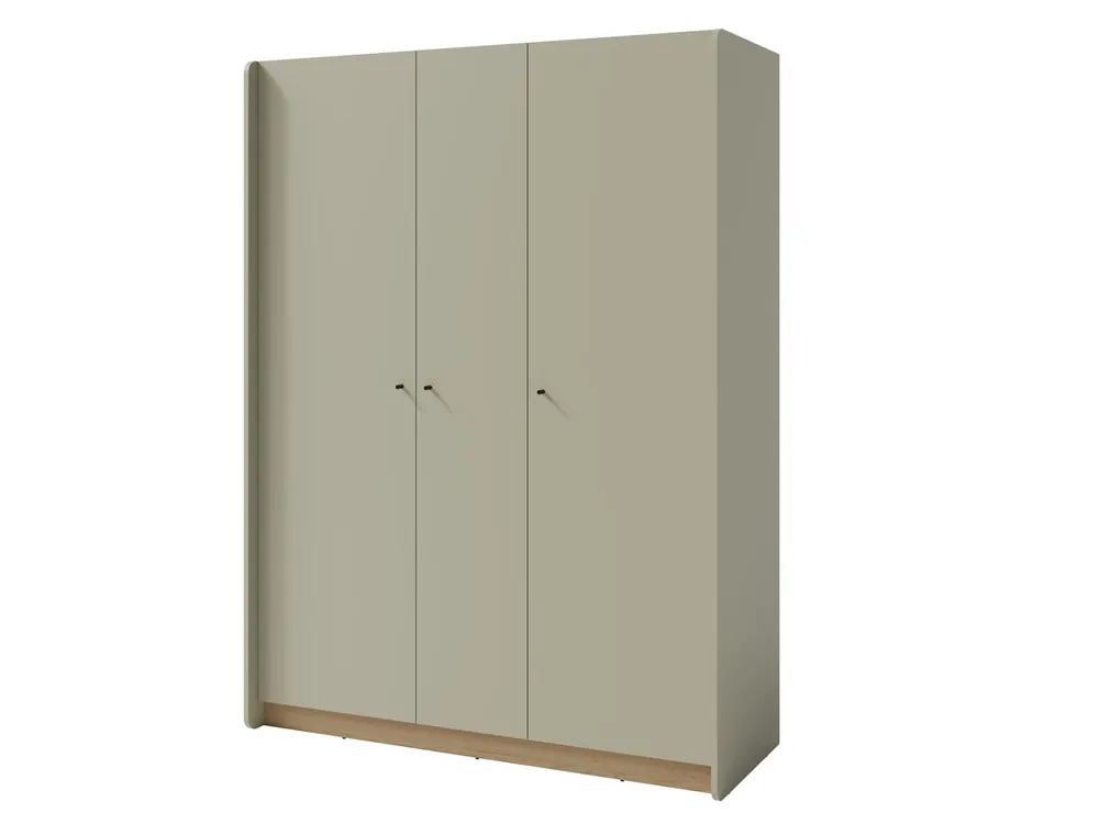 Kleiderschrank Olivio 145 cm Eukalyptus / Balkoneiche dune modernes Design schwarze Griffe ABS-Finish Kracherpreis