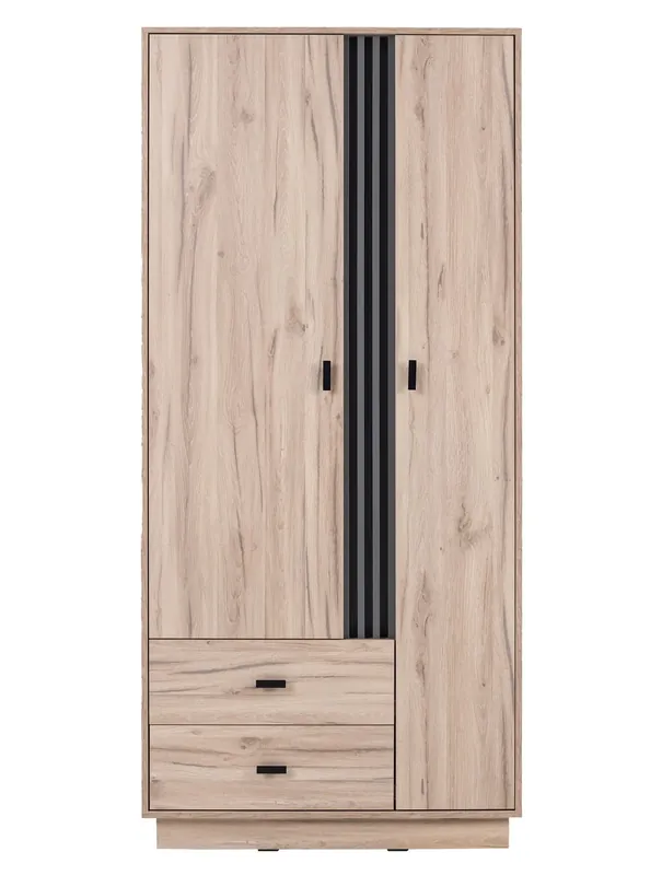 Kleiderschrank Estan 90 cm Eiche estana hell / anthrazit modernes Möbeldesign ideal für Jugendzimmer und Flur Begrenztes Angebot