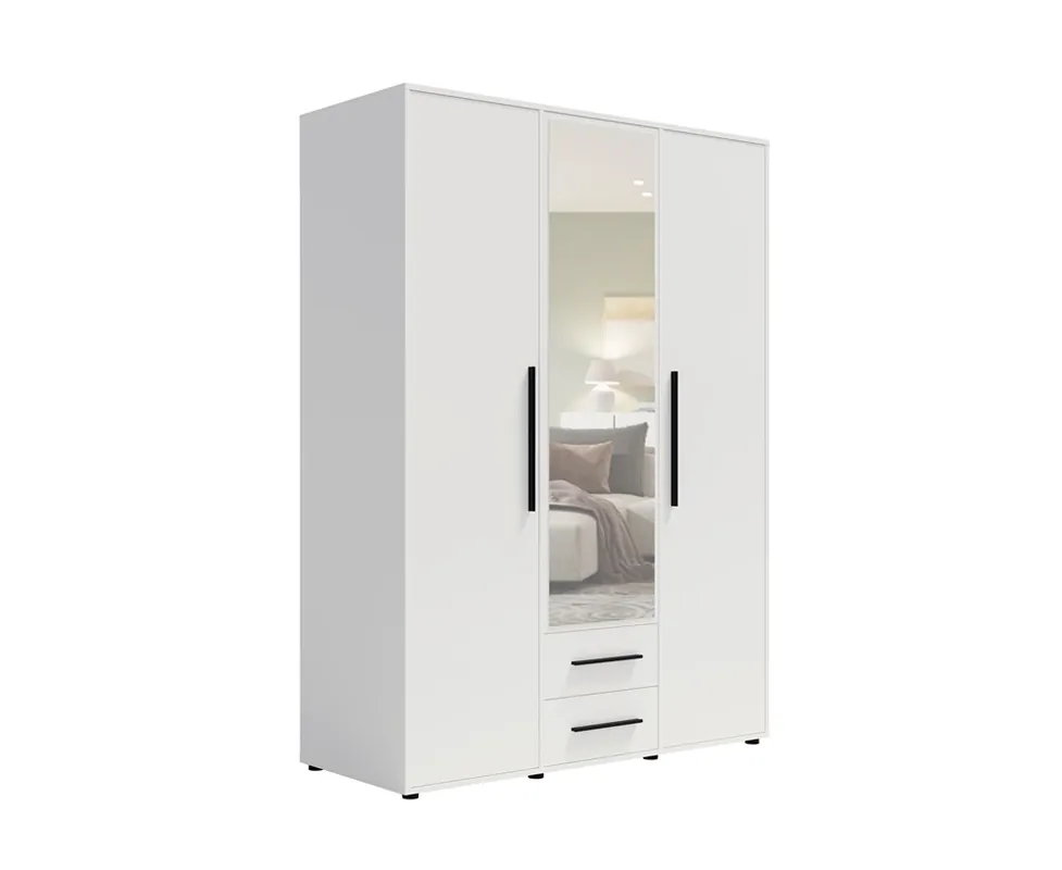 Spiegelschrank Maxione 150 cm weiß funktionaler Kleiderschrank für Schlafzimmer Jugendzimmer oder Flur mit Schubladen angereichert Heißes Angebot