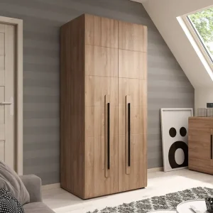 Aktuell Tulsa 90 cm Eiche Enkel Kleiderschrank ideal für Wohnzimmer oder Schlafzimmer in modernen oder klassischen Stil