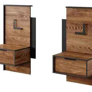 Dover Nachttische Kastanie/Anthrazit mit Schublade moderne Möbelform LED-Beleuchtung idealer Schlafzimmerschrank Bestseller