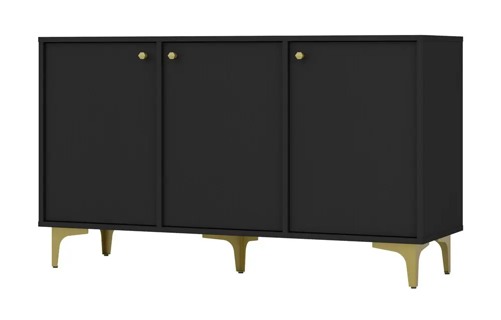 Kracherpreis Kioto I 125 cm schwarz graphit minimalistische form ideale kommode für schlafzimmer, wohnzimmer oder jugendzimmer gold accessoires