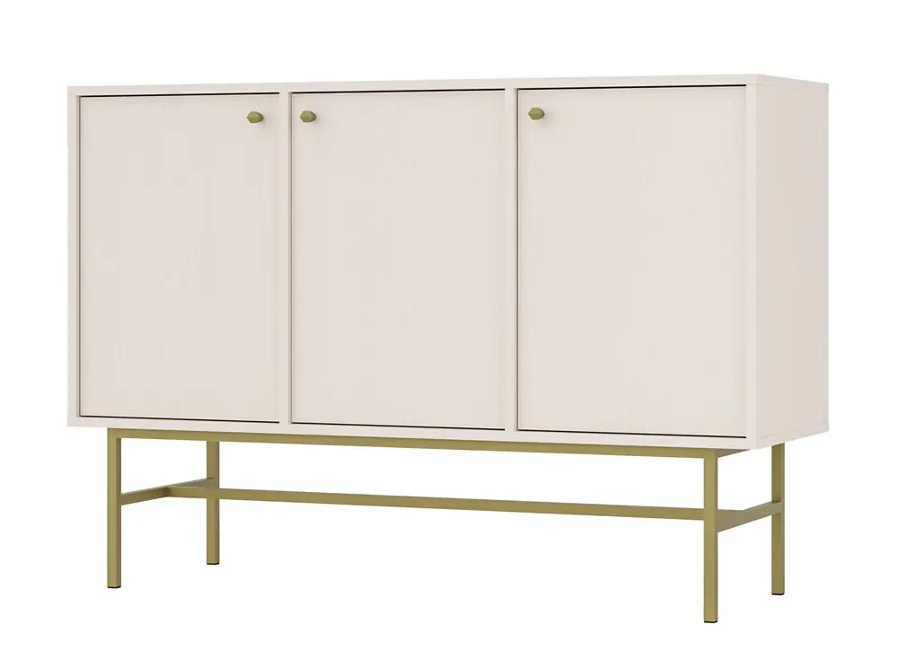 Kioto III Kommode 125 cm beige minimalistische Form ideale Kommode für ein Schlafzimmer Wohnzimmer oder Jugendzimmer stabiler Goldrahmen Bestseller
