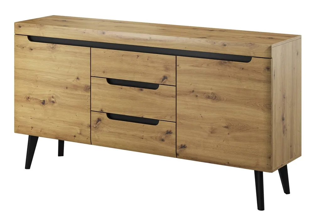 Schnäppchen Kommode Atka 160 cm Eiche handwerklich modernes Möbeldesign Kommodenkante mit speziellem ABS-Furnier bearbeitet