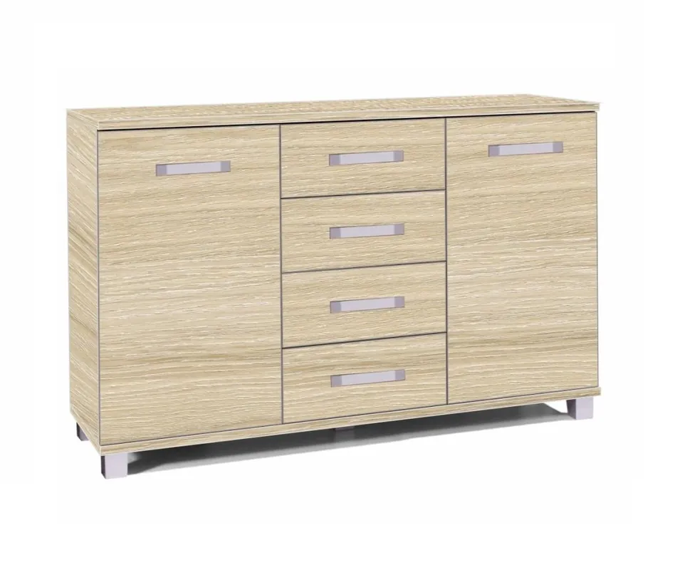 Mega-Angebot Kommode Maximus 138 cm Eiche sonoma helles modernes Möbeldesign Kommodenkante mit speziellem ABS-Furnier verarbeitet