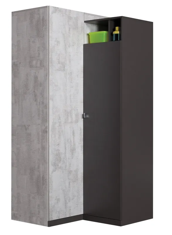 Expressversand Eckkleiderschrank Tablo graphit / enigma ideal für das Jugendzimmer sehr brauchbar und hat ein modernes Design