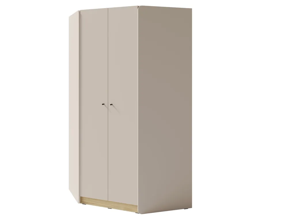Beliebt Eckschrank Olivio 145 cm sandbeige/geölte Eiche modernes Design ABS-Finish und schwarze Griffe