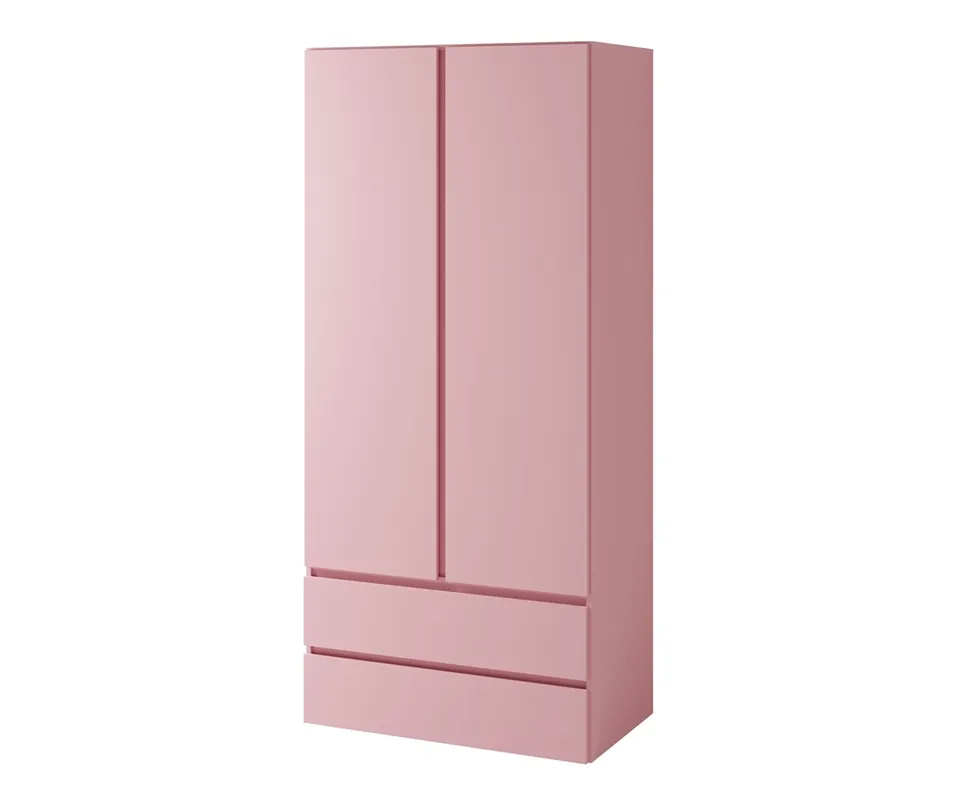 Kleiderschrank Simple 92 cm puderrosa funktionelles Möbelstück für das Mädchenzimmer mit geräumigen und leicht zugänglichen Schubladen Top-Seller