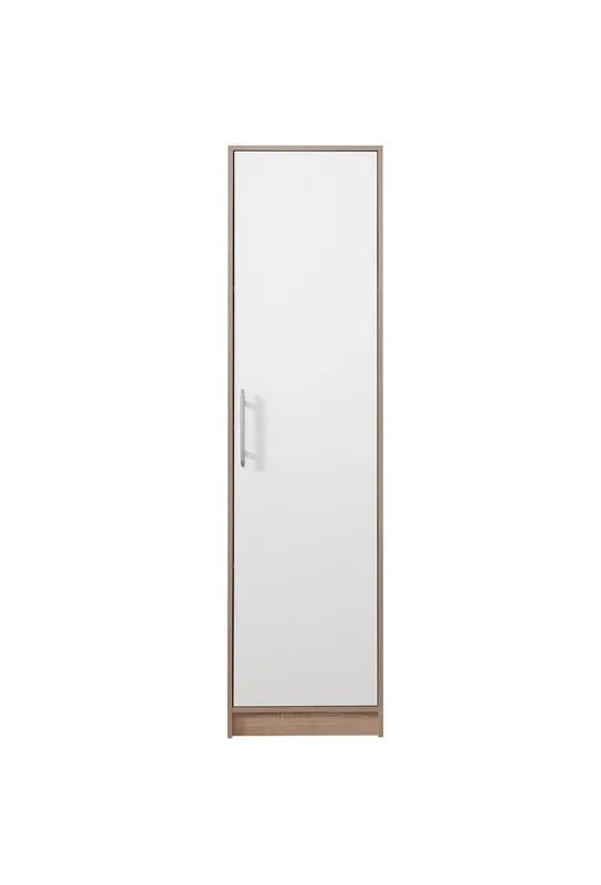 Kleiderschrank Caspe 50 cm hell sonoma Eiche / weiß modernes Design ABS-Finish und Aluminium-Griffe Direktkauf