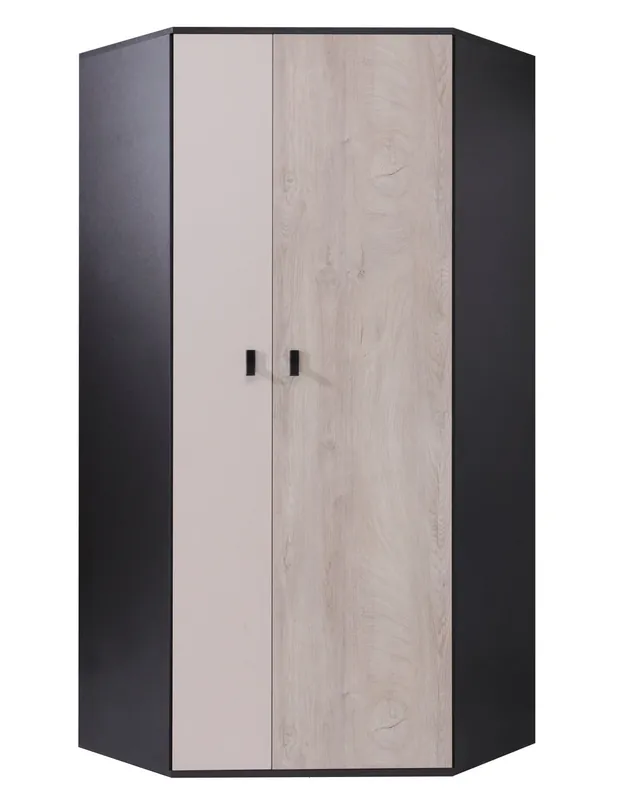 Top-Angebot Eckgarderobe Niko schwarz / Eiche / beige ideal für das Jugendzimmer funktionell und geräumig Originalfarben