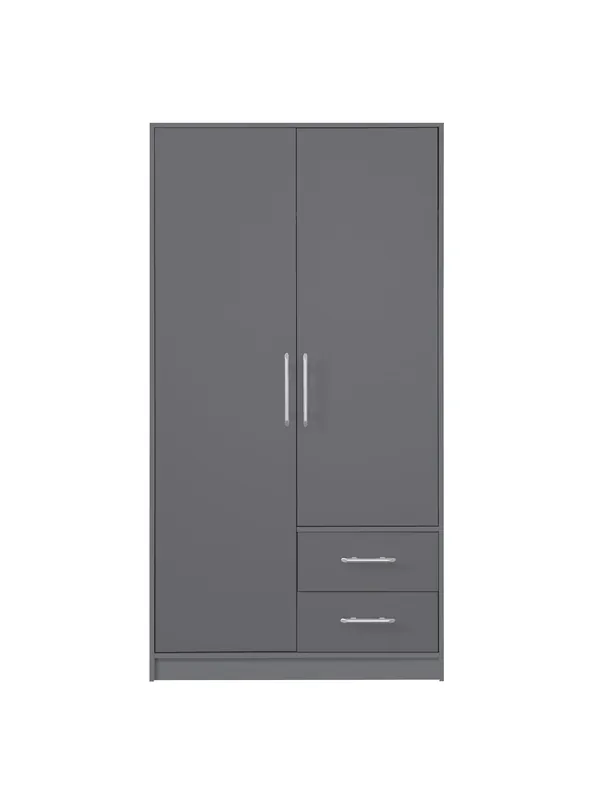 Kleiderschrank Caspe 100 cm anthrazit modernes Design ABS-Finish und Aluminiumgriffe Sonderaktion