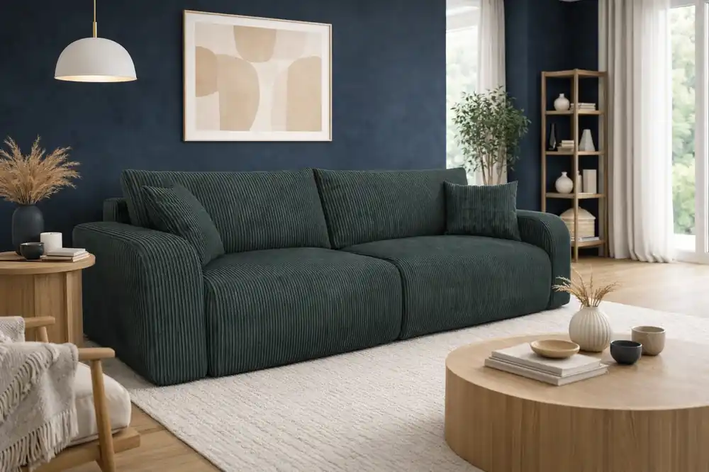 Sofa Fiesta grau funktionelles Wohnzimmersofa mit Bettzeugablage elegantes Design Kordstoff Preiswert