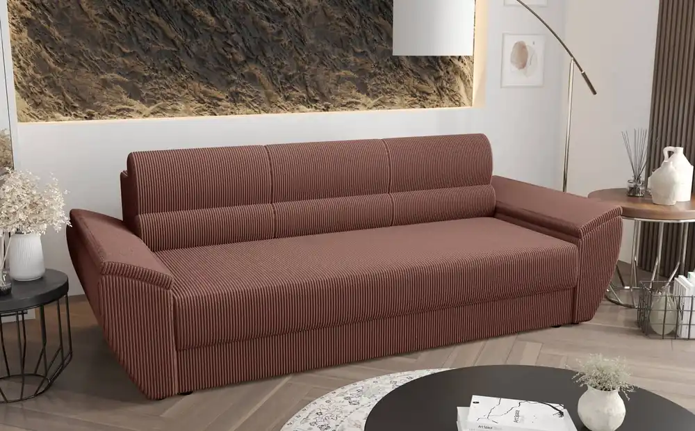 Sofa Fogu Bis Indische rosa stilvolle Sofa mit bequemen Armlehnen Cord-Polsterung Stoff Bettwäsche Container Kracherpreis