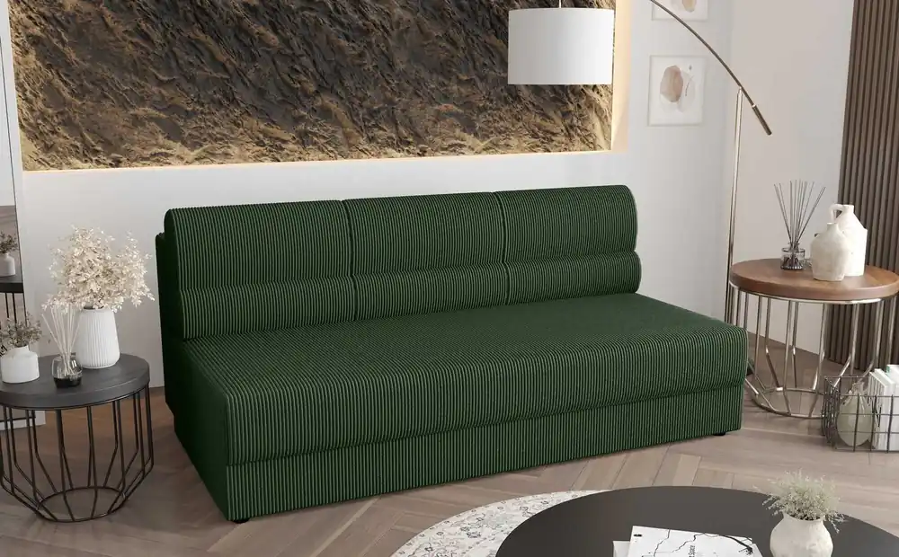 Sofa Fogu grün einfache Form des Sofas in modernem Design Cord-Polsterung Stoff Bettwäsche Container Sofort Bestellen