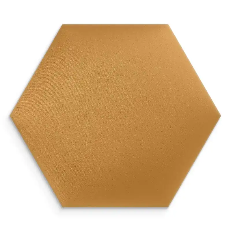 Gepolstertes Paneel Hexagon 30x26 cm gelb stilvolles Wandpaneel Veloursstoff modische Dekoration jedes Interieur Markenprodukt