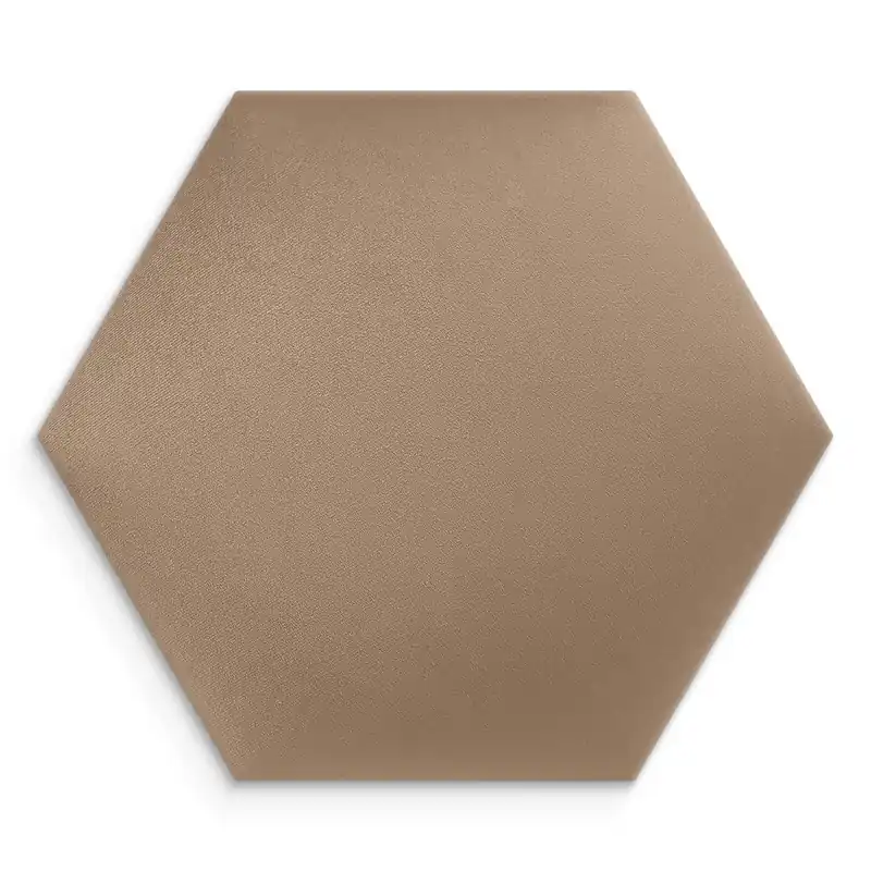 Zertifiziert Gepolstertes Paneel Hexagon 40x35 cm beige stilvolles Wandpaneel Veloursstoff modische Dekoration jedes Interieurs