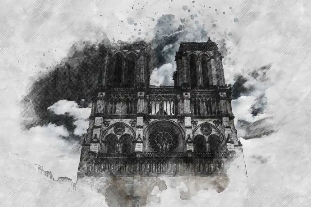 Leinwandbild Kathedrale Notre Dame 100x70 cm zeitlose Dekoration jedes Interieurs Gemälde in leuchtenden Farben hochwertige Verarbeitung Beliebt