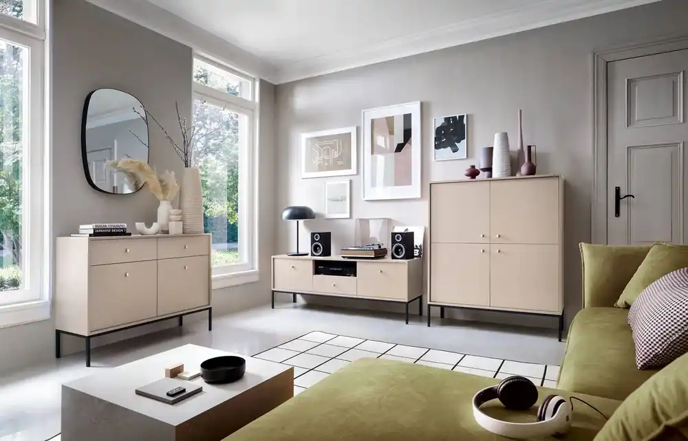 Geprüft Möbelset Mono Beige Minimalistisches Design Wohnzimmermöbelset oder für das Wohnzimmer stilvoller goldener Griff