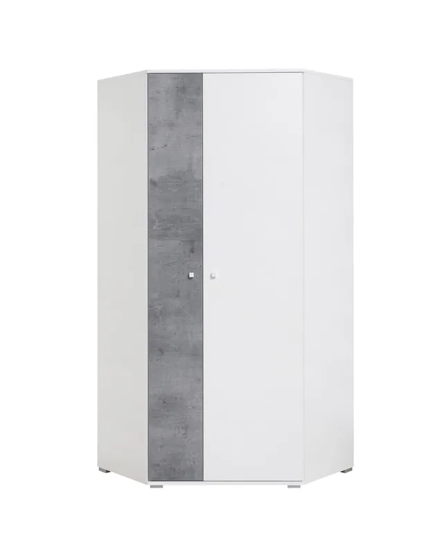 Eckgarderobe Epsilon weiß / Beton ideal für das Jugendzimmer funktionell und geräumig Originalfarben Sofort Bestellen