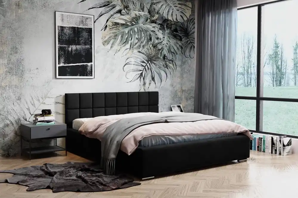Bestseller Polsterbett Nessa 160x200 schwarz stilvolles Bett mit Bettzeugablage komfortables Kopfteil begeistert durch sein elegantes Design