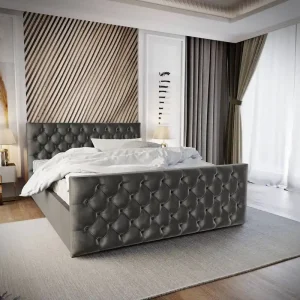 Top-Preis Polsterbett Viamao 180x200 grau mit Container im modernen skandinavischen Stil mit gestepptem Kopfteil und Fußteil