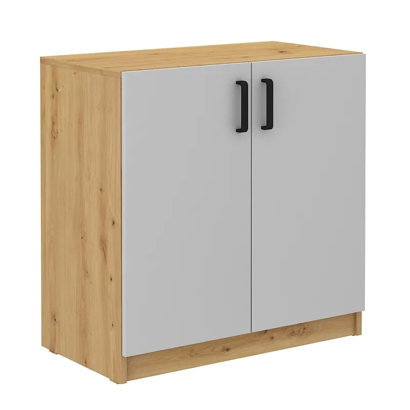 Makana 80 cm Kommode Eiche artisan / hellgrau funktionelles Möbelstück für das Büro, Arbeitszimmer oder Jugendzimmer Sichere Zahlung