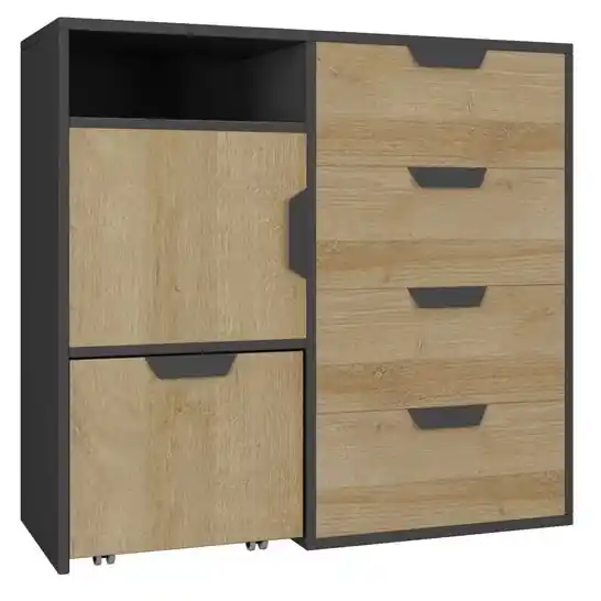 Solange Der Vorrat Reicht Kommode Nano 90 cm graphit / Eiche rivierafree Verwendung und Haltbarkeit stilvolle und funktionale Ergänzung zum Büro und Jugendzimmer