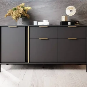 Kommode Golden 153 cm anthrazit modernes Design ideale Kommode für moderne Innenräume goldene Kante Griff fügt Eleganz Jetzt Kaufen