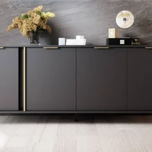 Kommode Golden 203 cm anthrazit modernes Design ideal für glamouröse Innenräume Goldrandgriff für einen eleganten Look Letzte Chance
