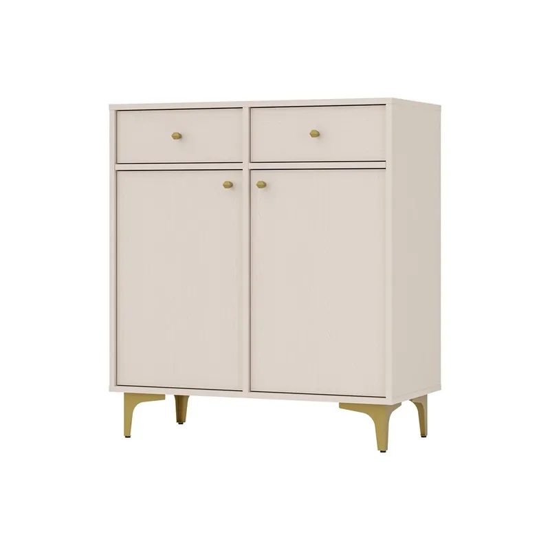 Must-Have Kommode Kioto I 84 cm beige ideale Kommode für Wohn- oder Schlafzimmer im modernen Stil goldenes Metallzubehör
