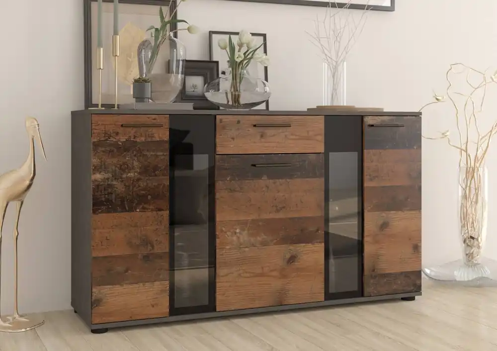 Kommode Senja 140 cm matera / alter Stil modernes Möbeldesign Kommodenkante mit speziellem ABS-Furnier bearbeitet Knallerangebot