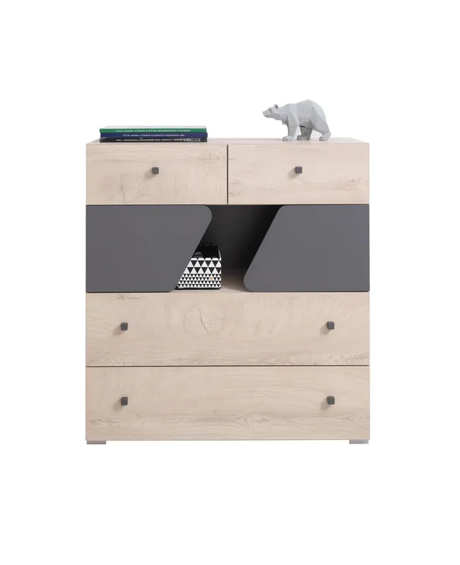 Direkt Vom Hersteller Kommode mit Schubladen Dzeta 90 cm Eiche / Anthrazit ideal für das Jugendzimmer funktionell und geräumig