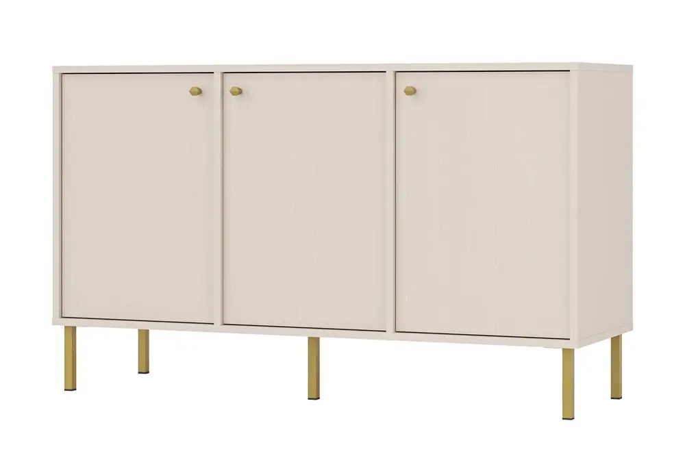 Markenprodukt Kioto II Kommode 125 cm beige minimalistische Form ideal für ein Schlafzimmer, Wohnzimmer oder Jugendzimmer Goldgriffe
