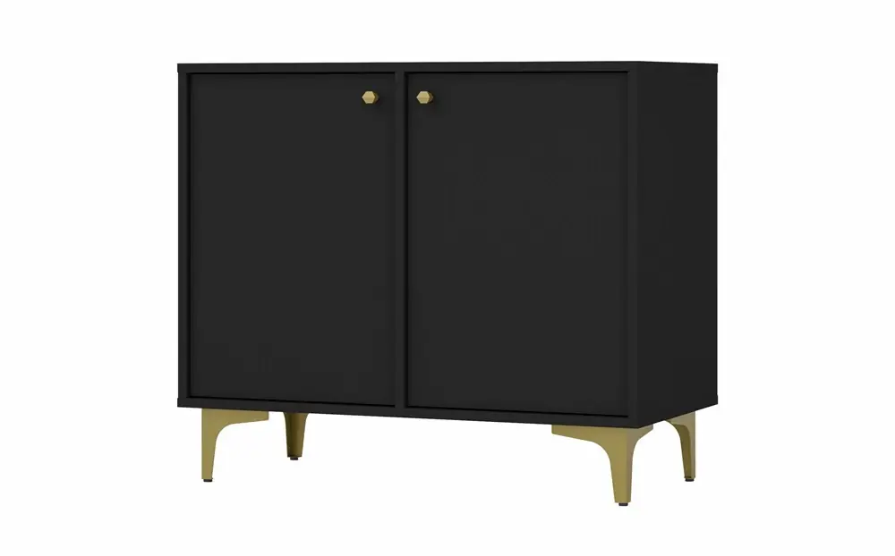 Günstig Kioto I Kommode 84 cm schwarz graphit minimalistisches Design perfekter Vorschlag für eine Kommode für das Schlafzimmer oder Wohnzimmer Goldgriffe