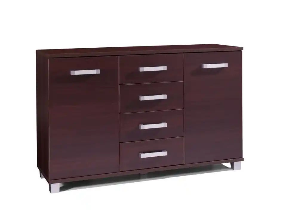 Kommode Maximus 138 cm Kastanie Wenge modernes Möbeldesign Kommode mit ABS-Spezialfurnier umrandet Geprüft