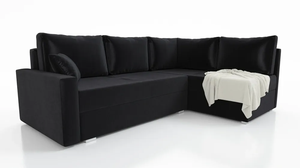 Preis Gesenkt Ecksofa mit Schlaffunktion Nofi schwarz rechts Ecke modernes Design schlichtes und stilvolles Design passend zu jeder Einrichtung