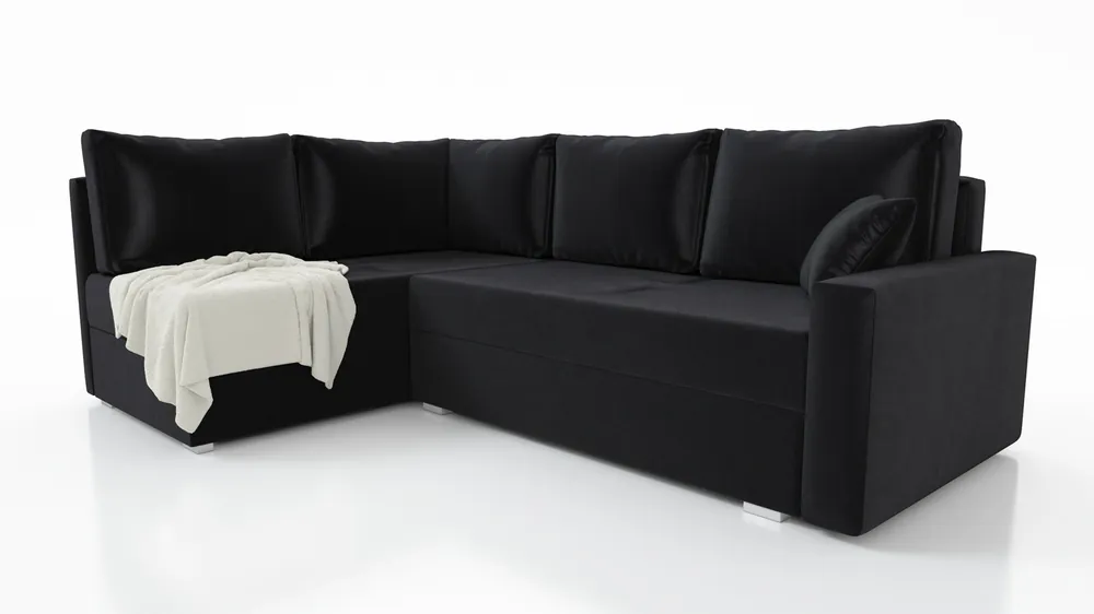 Ecksofa mit Schlaffunktion Nofi schwarz links modernes Design ein schlichter und stilvoller Korpus, der in jede Einrichtung passt Aktuell
