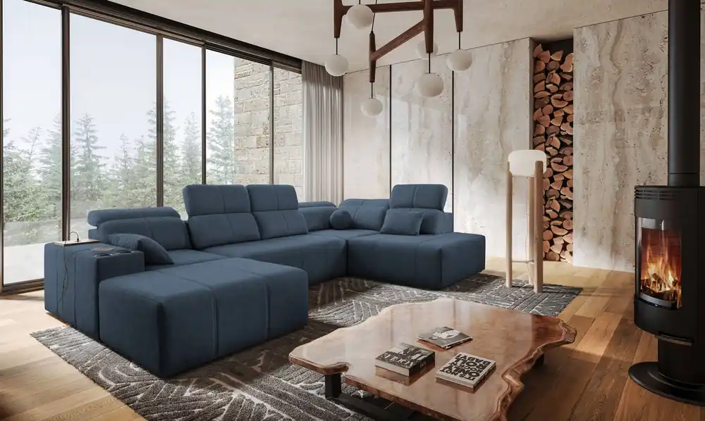 Solange Der Vorrat Reicht Ecksofa mit Schlaffunktion Tesalia VI blau links modernes und bequemes Ecksofa mit Schiebefunktion der Rückenlehne