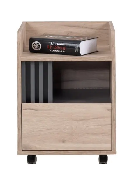 Schubladenschrank Estan Eiche hell/anthrazit funktionales Möbelstück für das Büro, Arbeitszimmer oder Jugendzimmer Sofort Bestellen