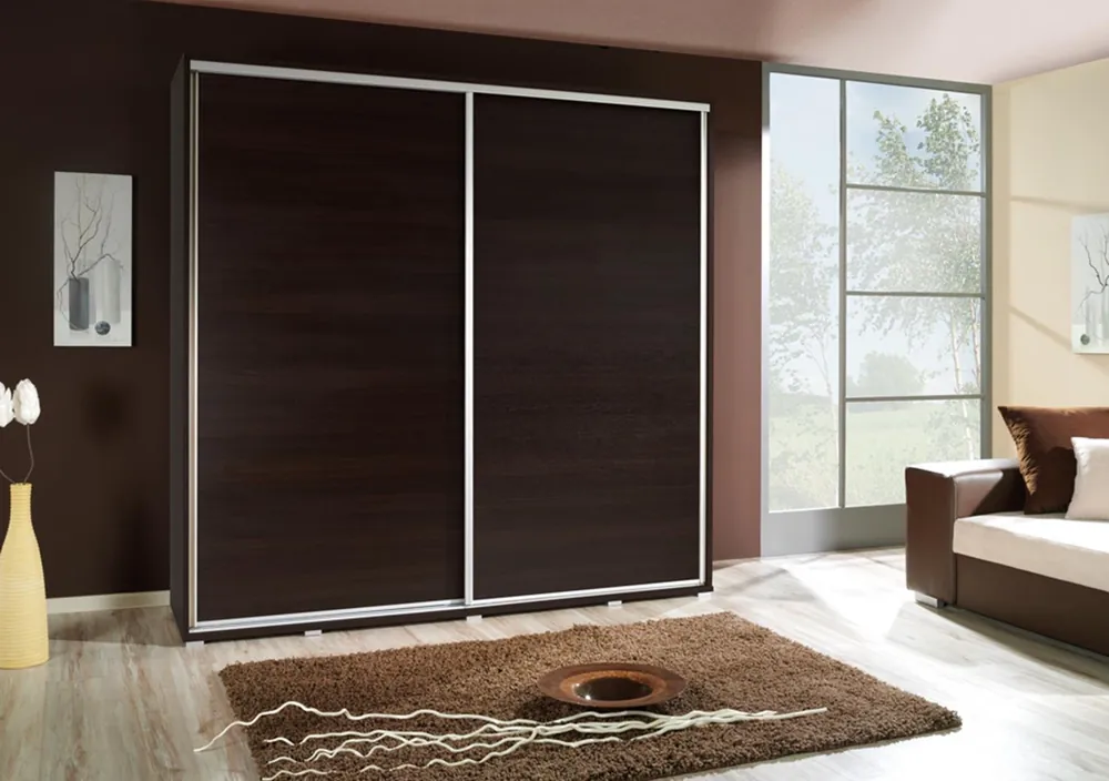 Schnäppchen Schiebeschrank Penelope 205 cm kastanie wenge modernes schrankdesign aluminium türführungen und laufsystem