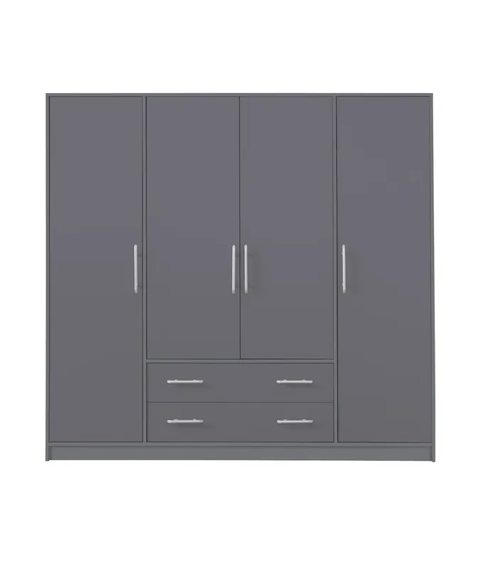Wochenendangebot Kleiderschrank Caspe 200 cm anthrazit modernes Design ABS-Finish und Aluminiumgriffe