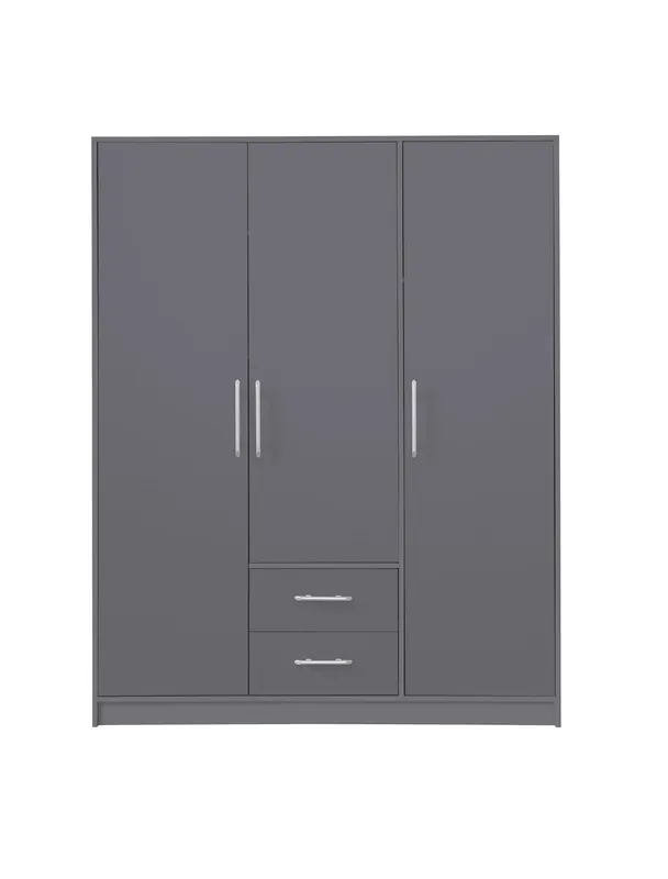 Garantierte Lieferung Kleiderschrank Caspe 150 cm anthrazit modernes Design ABS-Finish und Aluminiumgriffe