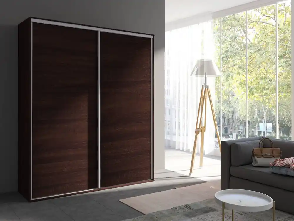 Mega-Angebot Grande 204 cm Schiebeschrank Eiche sonoma schokolade moderner Kleiderschrank mit Spiegel ausgestattet mit Aluminium-Türführungen