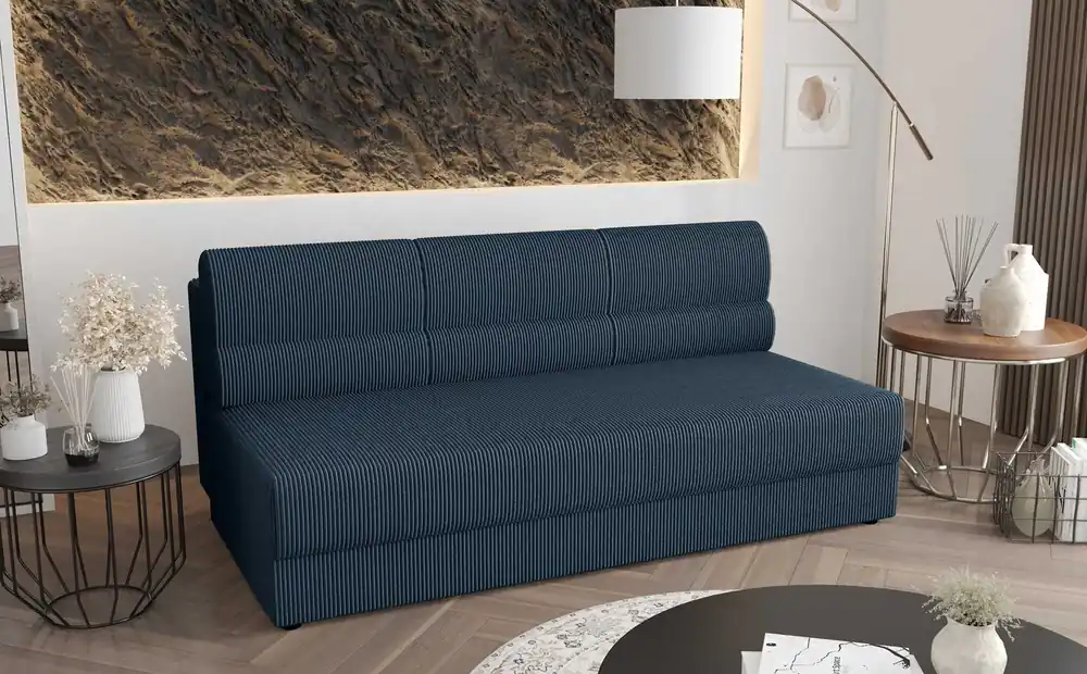 Preisreduziert Sofa Fogu blau einfache Form des Sofas in modernem Design Cord-Polsterung Stoff Bettwäsche Container